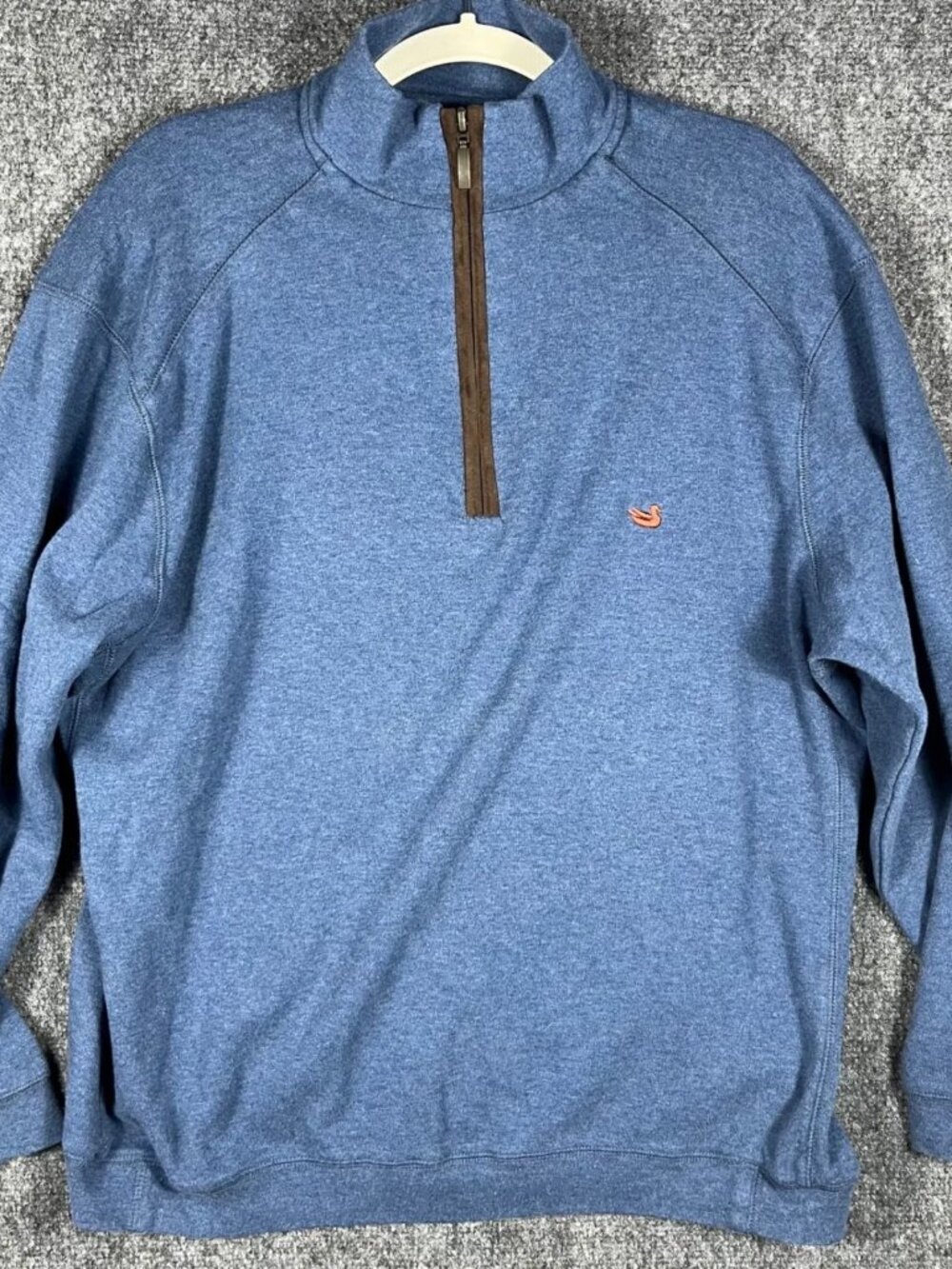 Southern Marsh Quarter Zip Pullover Mens XL Blue Heathered Cotton Golf Casual